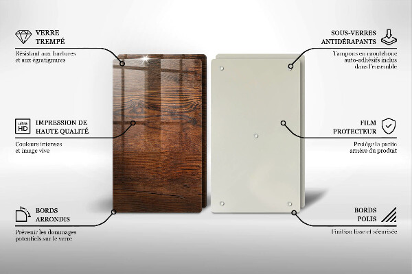 Tagliere in vetro temperato Tavola in legno scuro