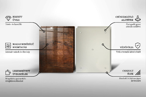 Tagliere in vetro temperato Tavola in legno scuro