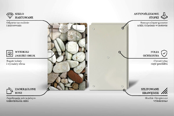 Tagliere in vetro temperato Sfondo di piccole pietre