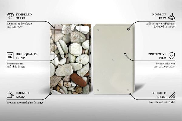 Tagliere in vetro temperato Sfondo di piccole pietre