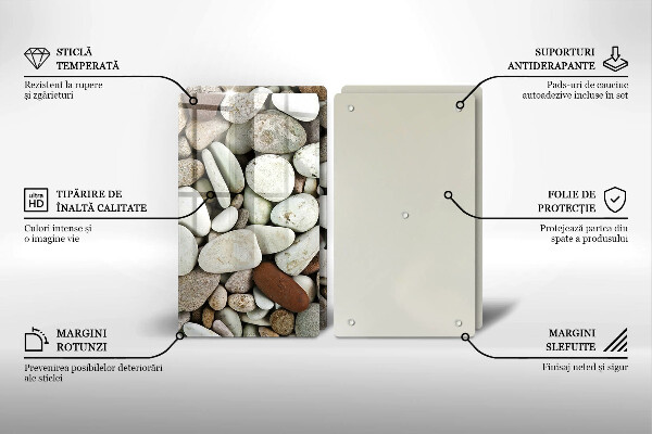 Tagliere in vetro temperato Sfondo di piccole pietre