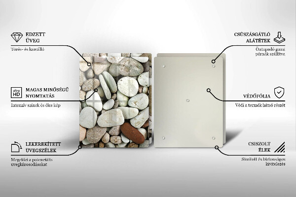 Tagliere in vetro temperato Sfondo di piccole pietre