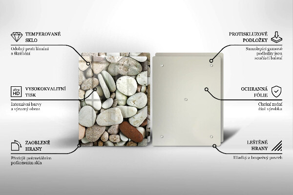 Tagliere in vetro temperato Sfondo di piccole pietre