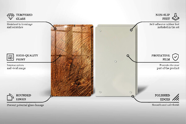 Tagliere in vetro temperato Venatura del legno dell'albero