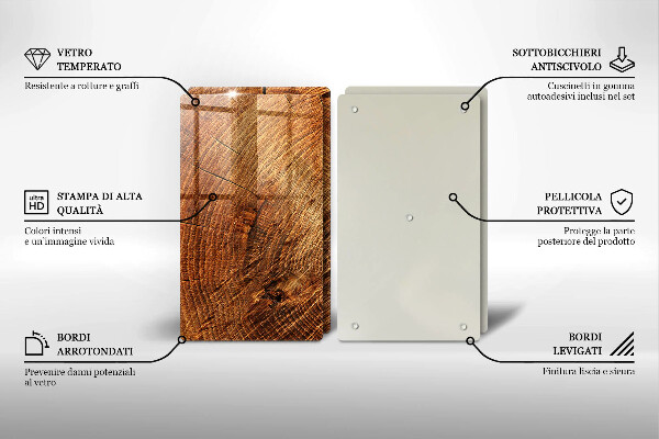 Tagliere in vetro temperato Venatura del legno dell'albero