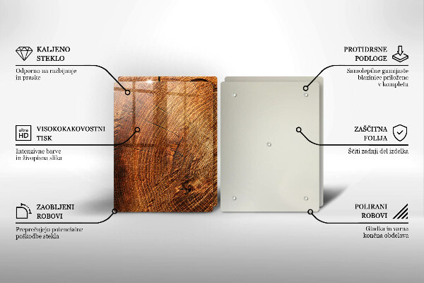Tagliere in vetro temperato Venatura del legno dell'albero