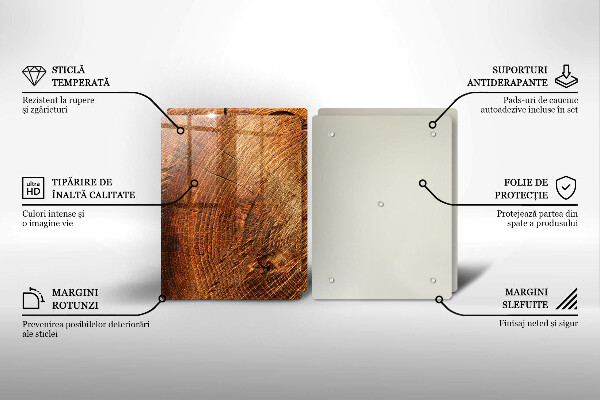 Tagliere in vetro temperato Venatura del legno dell'albero
