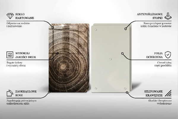 Tagliere in vetro temperato Anelli di legno