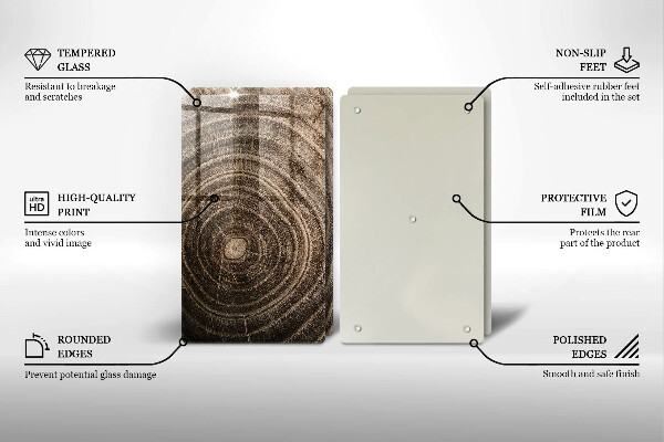 Tagliere in vetro temperato Anelli di legno