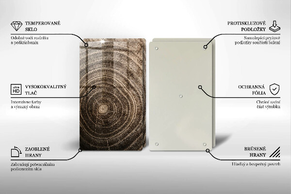 Tagliere in vetro temperato Anelli di legno