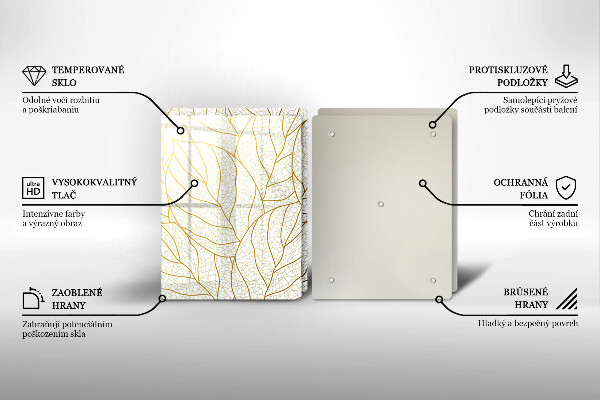 Tagliere in vetro temperato Modello di foglie line-art