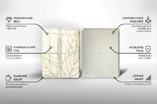 Tagliere in vetro temperato Modello di foglie line-art