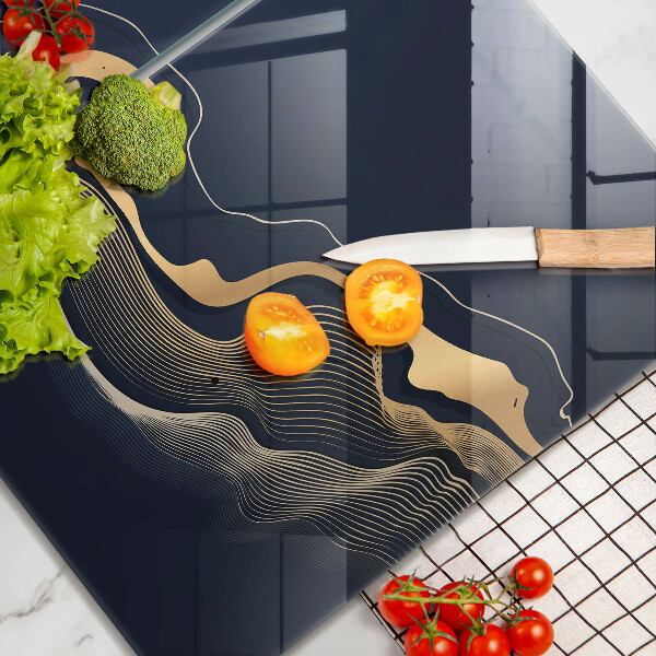 Tagliere in vetro temperato Linee dorate astratte