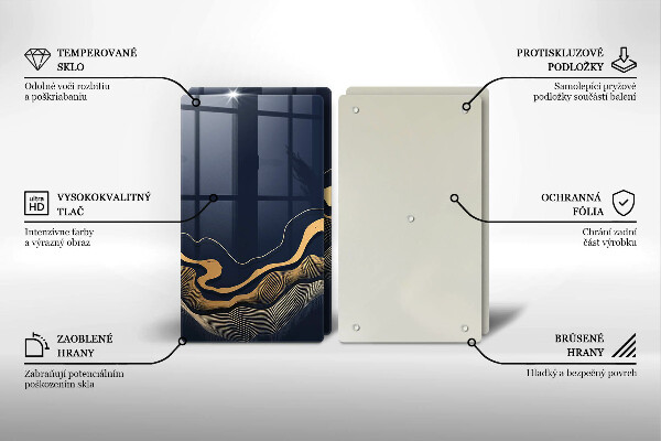 Tagliere in vetro temperato Linee dorate astratte