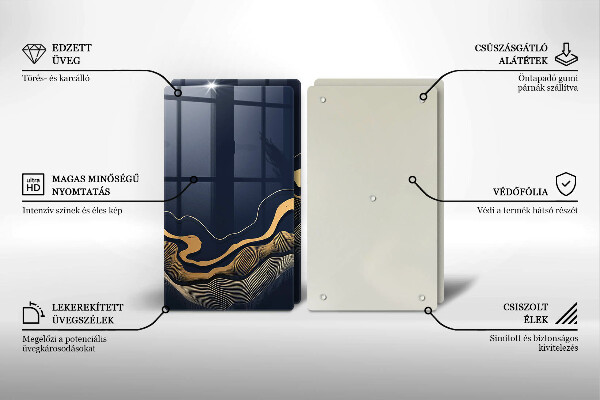 Tagliere in vetro temperato Linee dorate astratte