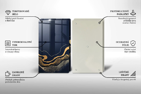 Tagliere in vetro temperato Linee dorate astratte