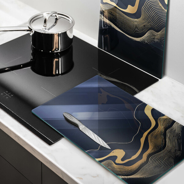 Tagliere in vetro temperato Linee dorate astratte
