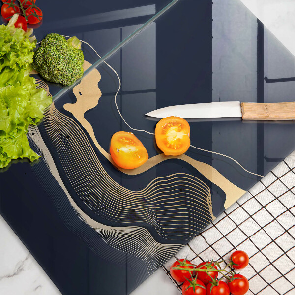 Tagliere in vetro temperato Linee dorate astratte