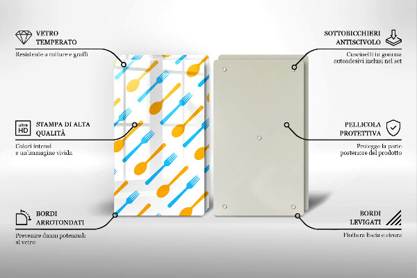 Tagliere in vetro temperato Forchette e cucchiai