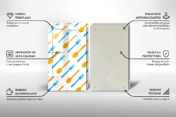 Tagliere in vetro temperato Forchette e cucchiai