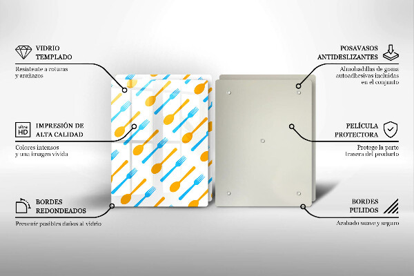 Tagliere in vetro temperato Forchette e cucchiai