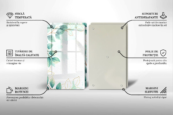 Tagliere in vetro temperato Foglie dipinte