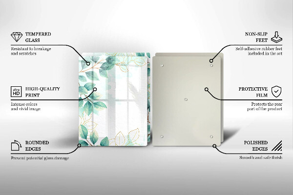 Tagliere in vetro temperato Foglie dipinte