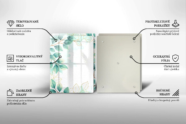 Tagliere in vetro temperato Foglie dipinte