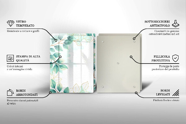 Tagliere in vetro temperato Foglie dipinte
