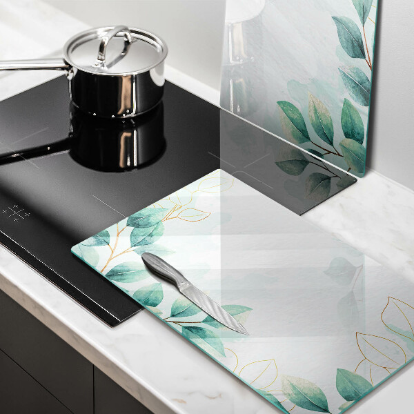 Tagliere in vetro temperato Foglie dipinte
