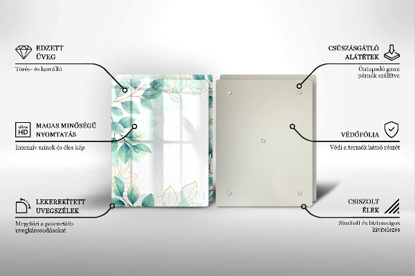 Tagliere in vetro temperato Foglie dipinte