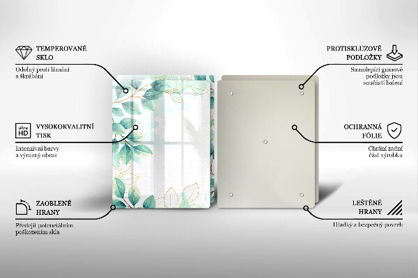 Tagliere in vetro temperato Foglie dipinte