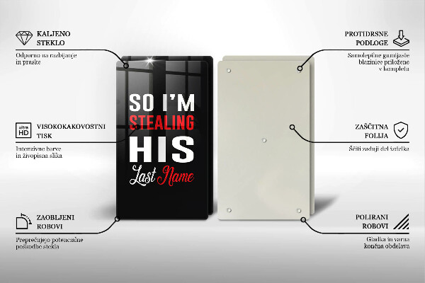 Tagliere in vetro temperato Iscrizione frase modello