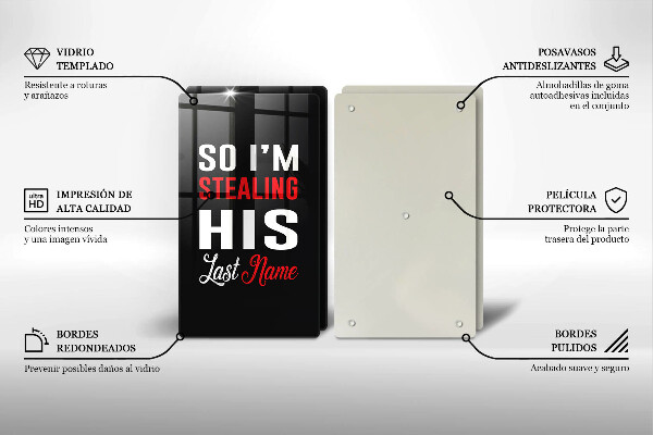 Tagliere in vetro temperato Iscrizione frase modello