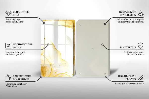 Tagliere in vetro temperato Astrazione dorata