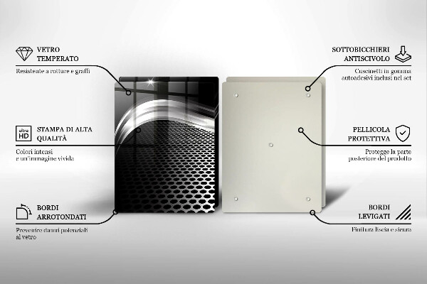 Tagliere in vetro temperato Struttura in metallo