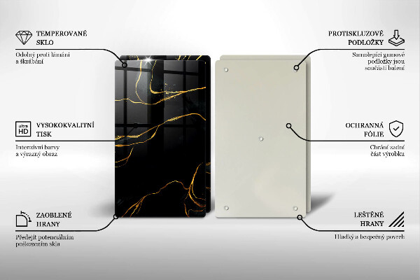 Tagliere in vetro temperato Marmo nero