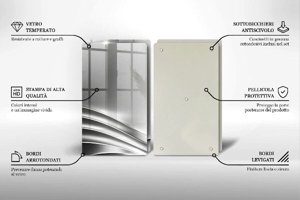 Tagliere in vetro temperato Struttura in metallo