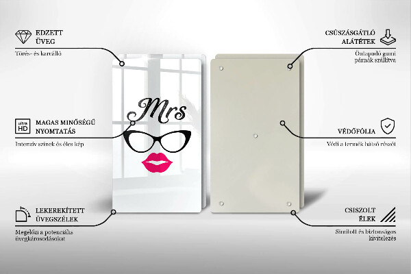 Tagliere in vetro temperato Mrs Mr