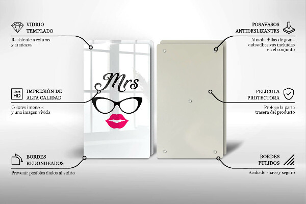 Tagliere in vetro temperato Mrs Mr