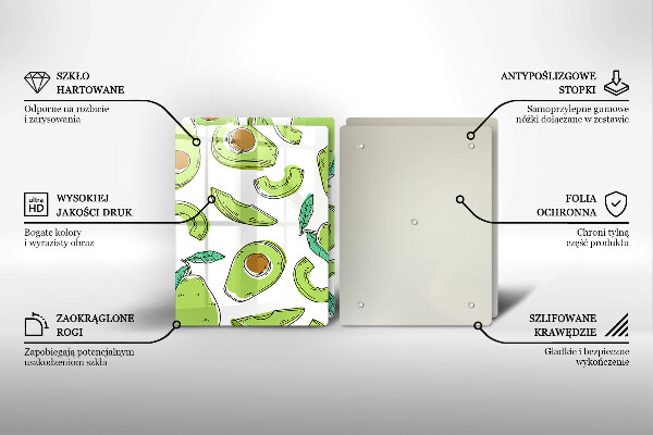 Tagliere in vetro temperato Avocado e pera