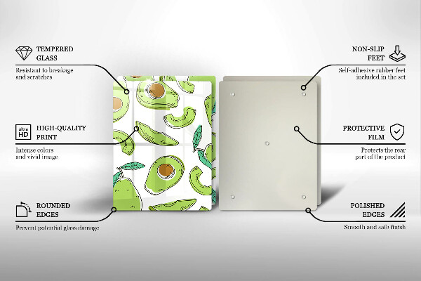 Tagliere in vetro temperato Avocado e pera