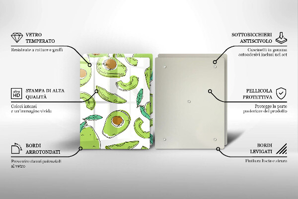 Tagliere in vetro temperato Avocado e pera