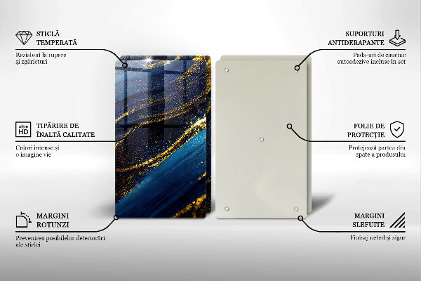 Tagliere in vetro temperato Astrazione blu navy