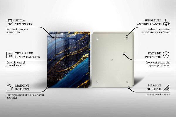 Tagliere in vetro temperato Astrazione blu navy