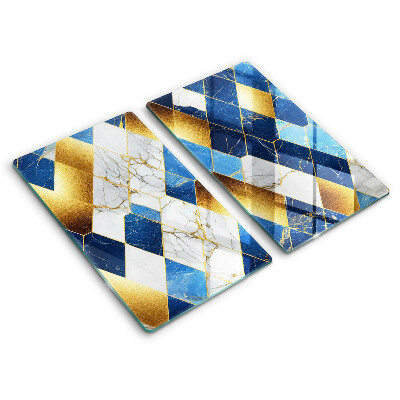 Tagliere in vetro temperato Rombi di marmo dorato