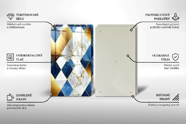 Tagliere in vetro temperato Rombi di marmo dorato