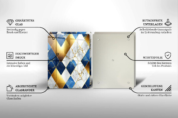 Tagliere in vetro temperato Rombi di marmo dorato