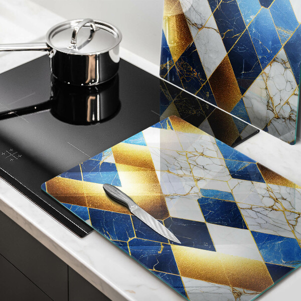 Tagliere in vetro temperato Rombi di marmo dorato