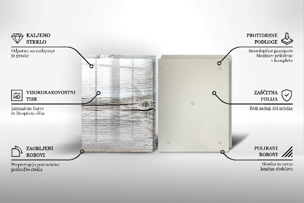 Tagliere in vetro temperato Struttura in legno chiaro